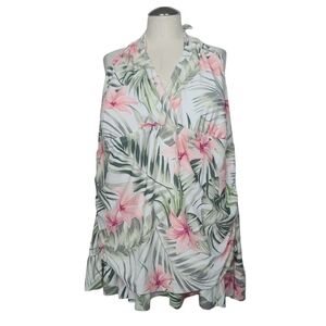 Aqua Couture Floral Tropical One Piece Dress Swimsuit 2X